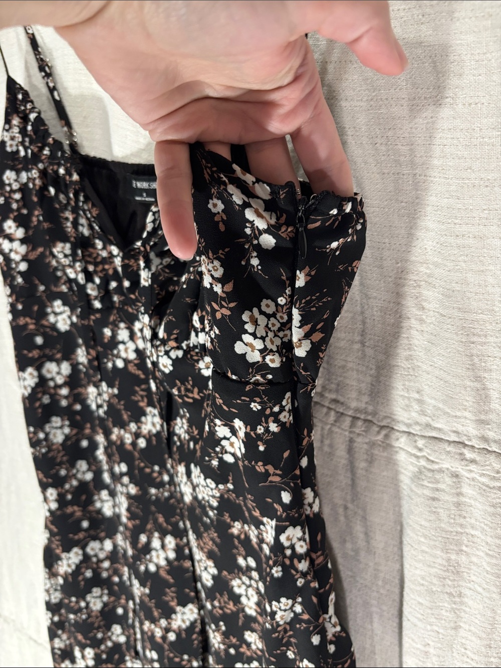 Workshop Republic Clothing Black Floral Midi Cami Slip Dress S 90s Y2K Grunge - Picture 7 of 9